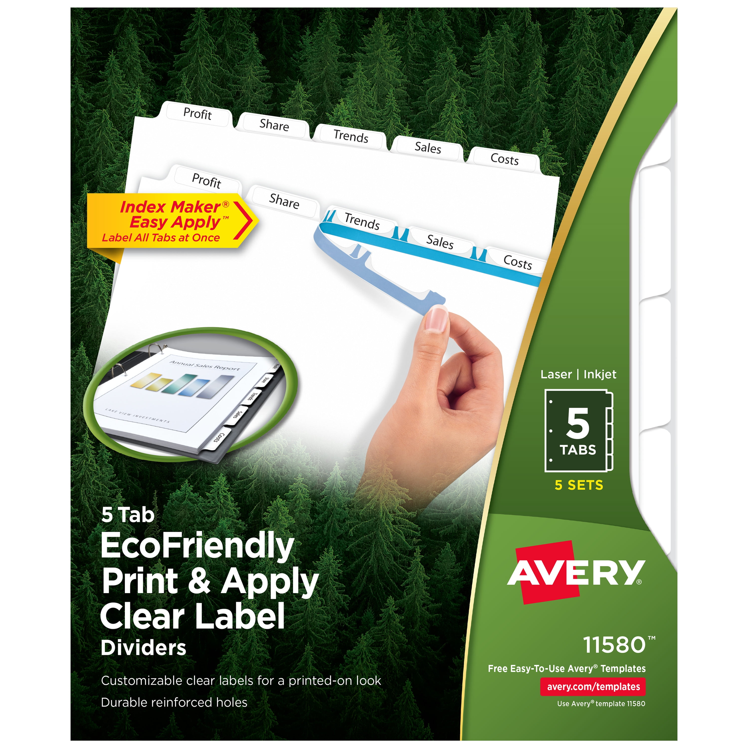 Avery 5-tab template