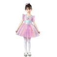 thumbnail image 3 of Loopsun Girls Princess Dress, Girls Sequin Star Sleeveless Crew Neck Sundress Puff Performance Dress Pink, 11-12 Years, 3 of 5
