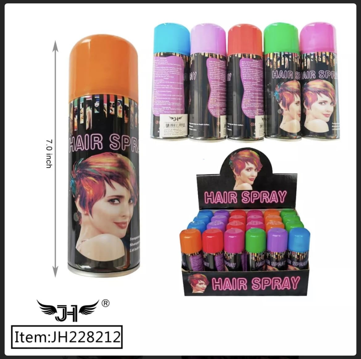 Temporary Hair Color Spray Birthday Party,New Year Party,Celebration- Case (24 Cans) - 4 Colors