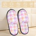 thumbnail image 2 of Balery Heart Buffalo Plaid Pantuflas de Casa de Felpa Silenciosas con Diseño Estampado, Zapatillas Cómodas Antideslizantes de Algodón para Interior-Large, 2 of 8