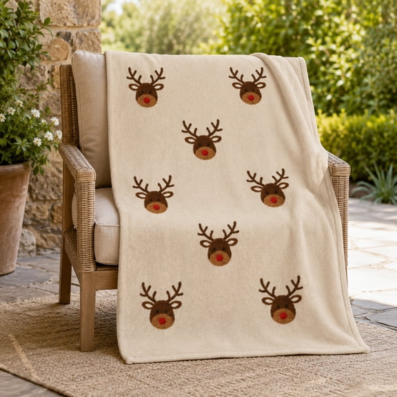 Roiihwy Christmas Throw Blanket for Couch, Holiday Christmas Reindeer Flannel Fleece Blanket, Soft, Cozy, Plush, Warm Winter Cabin Christmas Decorations, 27X39In, B