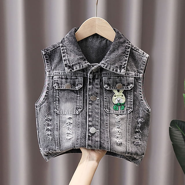 Cowsor Kids Biker Denim Vest for Boys & Girls | Western Motorcycle Jean Jacket Sleeveless Top for Kids