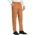 thumbnail image 5 of INSPIRE CHIC Men's Pants Plaid Mid-Waist Classic Business Checked Dress Pants 34 Orange White, 5 of 7