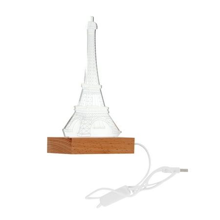 

3D Wood Base Iron Town Plate Night Light LED Warm Light Acrylic Illusion Lamp for Home