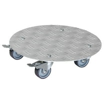Wagner 11.8" Silver Round Diamond Plated Aluminum Plant Caddy – Soft Casters, 220 lbs Capacity