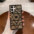 thumbnail image 3 of Feather Leopard Print Square Plating Case For Samsung Galaxy S23 S24 S22 S21 S20 Note 20 Ultra A15 A25 A55 A54 Ring Holder Cover, 3 of 5