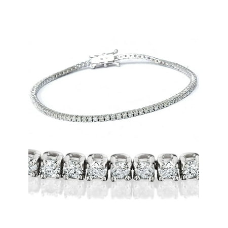 - Beautiful Tennis Bracelet I1 H 2.50Ct Round Diamond Prong Set 14Kt White Gold