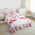 thumbnail image 3 of Manfei Cartoon Flamingo King Size Comforter Sets,Pink Cherry Blossom Bedding Comforter Set,Old Barn Door Bedding Set For Child,Lightweight Room Decor Reversible,3pcs, 3 of 8