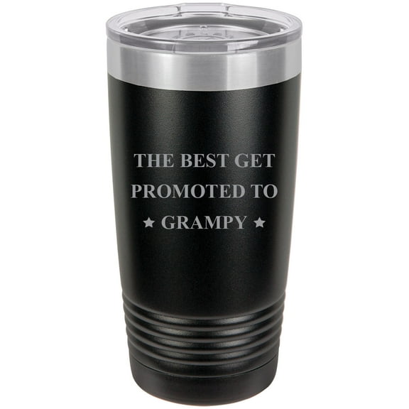 The Best Get Promoted to Grampy Stainless Steel Engraved Insulated Tumbler 20 Oz Travel Coffee Mug, Black