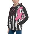 thumbnail image 2 of Kdxio Ribbon Breast Cancer Awareness Pattern Boys Athletic Unisex Boys Girls Hoodie with Pocket Sweatshirts-Large, 2 of 6