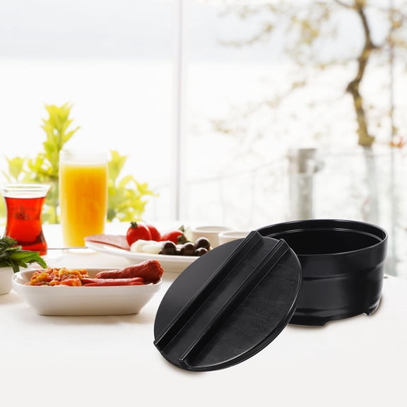 GOOHOCHY Stainless Steel Rice Canister Rice Steamed Bucket Black 1 Set 7.07X7.07X4.52in