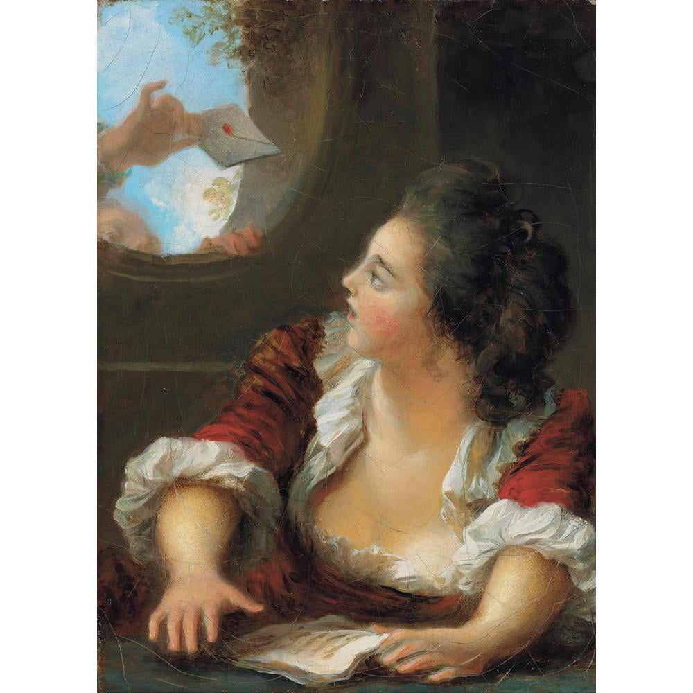 Jean-Honoré Fragonard 11x14 Black Modern Framed Museum Art Print Titled - The Love Letter
