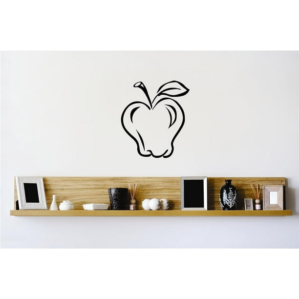 Custom Wall Decal Peel & Stick Sticker Apple Fruit With Leaf Vinyl