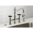 thumbnail image 2 of Kingston Brass KS1276PKXBS Duchess Bridge Kitchen Faucet with Brass Side Sprayer, Polished Nickel, 2 of 7