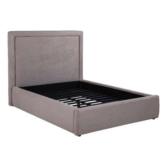 Pemberly Row 55" Upholstered Fabric Full Platform Bed in Mushroom Gray