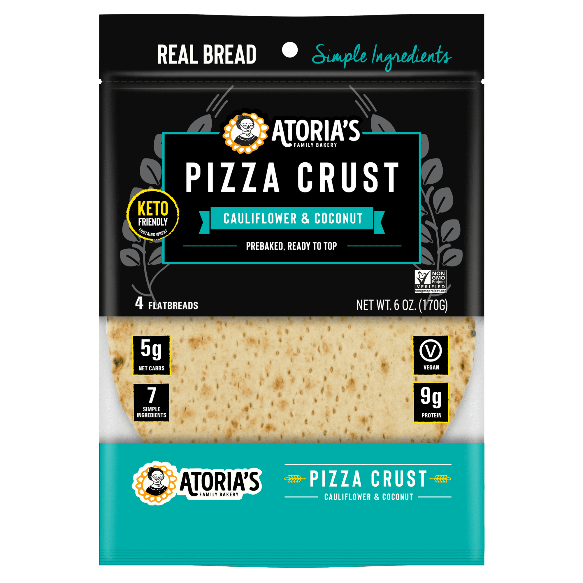 Atoria's Family Bakery Cauliflower & Coconut Personal Pizza Crusts 4