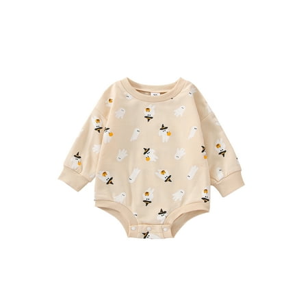 

Sunisery Toddler Baby Girls Halloween Romper Casual Long Sleeve Ghost Pumpkin Lantern Print Bodysuit Jumpsuit