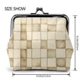thumbnail image 2 of Lady Leather Wallet Zero 4.13 X 4.52 In Three-Dimensional Buckle Design Small Portable Easy Opening And Closing Beige Checked Hand-Drawn Sketch_1, 2 of 5