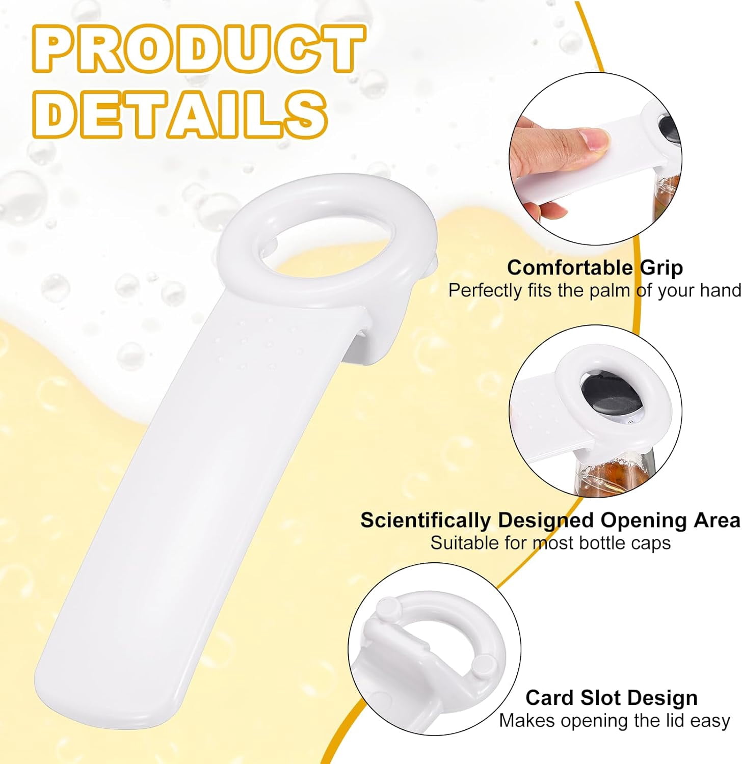 FRKSMD-3 Pcs Jar Key Lid Opener, Plastic Jar Lid Opener Easy Grip Multifunctional Durable Can Open Tool for Elderly Seniors Women Weak Hands Easy-use by Anyone, White