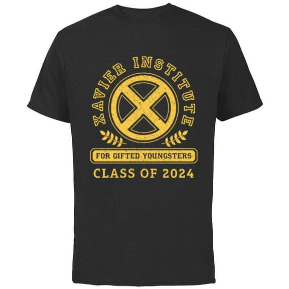 Marvel X-Men Xavier Institute Class of 2024 Grad Graduation - Short Sleeve Cotton T-Shirt for Adults - Customized-Black