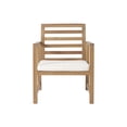 thumbnail image 2 of Outdoor Club Chair Set of 2, Slat Back, Brown Acacia Wood, White Fabric, 2 of 5
