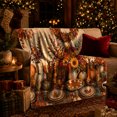 thumbnail image 3 of Autumn Harvest Feast Pumpkins Roses, Festive Botanical Garden Scene, Warm Flannel Blanket for Sunroom and Reading Nook, Garden Lovers Thanksgiving Gift, Festive Home Decor, 3 of 9