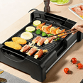 thumbnail image 6 of 1200W Electric Smokeless Indoor Griddle, Nonstick Cooking Plate BBQ Grill, 2-in-1 with Lid Grill, 5 Level Adjustable Temperature, Detachable & Dishwasher Safe, Cool-touch Handles, 6 of 7