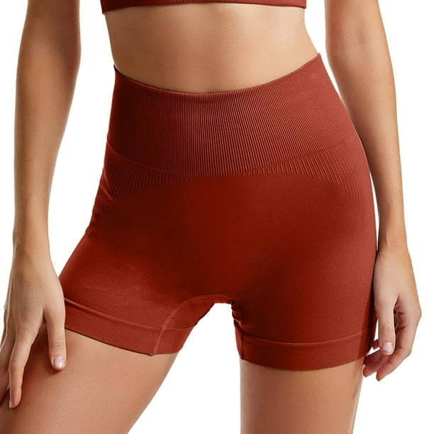 Pantalones cortos de fitness de cintura alta para mujer - Pantalones cortos de yoga y running elásticos en 4 direcciones y opacos - S-L