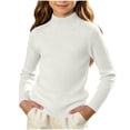 thumbnail image 2 of JOANKDMI Classic Mock Turtleneck Sweaters Girls 10-12 Long Sleeve Ribbed Knit Pullover Tops Basic Solid Color Winter Fall Warm Layering Shirts for Kids Daily Wear, 2 of 7