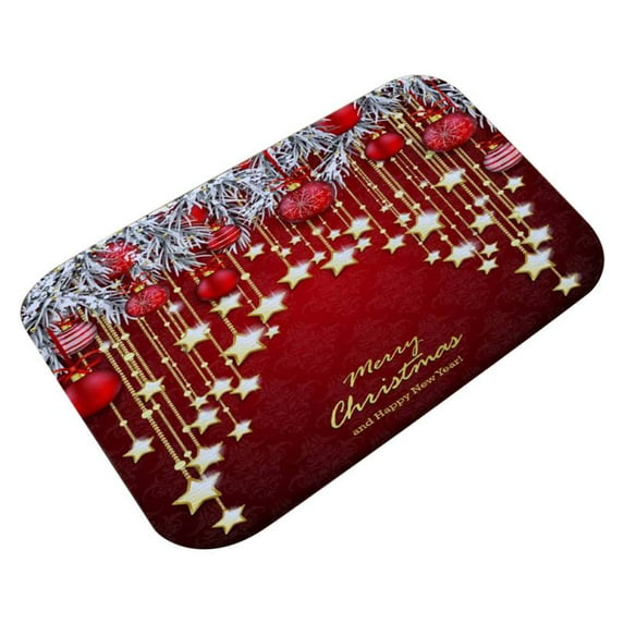 Christmas Mats and Rugs Flannel Fabric Non Slip Rubber Bath Rug Floor Mat