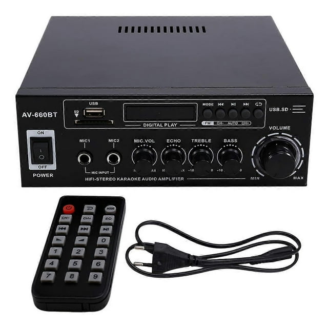 AV-660BT Bluetooth Sound Amplifier - Power Amplifier Support Bluetooth, FM Radio, USB, SD Card & Dua