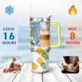thumbnail image 4 of 40oz Tropical Pineapple Pattern Stainless Steel Flip Straw Tumbler Spill Proof Travel Cup Double Wall Vacuum Insulated Coffee Mug with Top Handle, 4 of 6