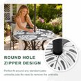 thumbnail image 4 of Round Outdoor Tablecloth with Umbrella Hole and Zipper, Tropical Foliage Tablecloth with Elastic Waterproof, Summer Botanical Monstera Leaves Black Patio Table Covers for 31" - 35" Pool Tables, 4 of 9