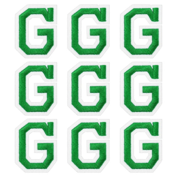 Uxcell Iron on Letter Patches 2" Alphabet G Iron on Embroidered Patch for Clothing Repair(Green, Pack of 9)