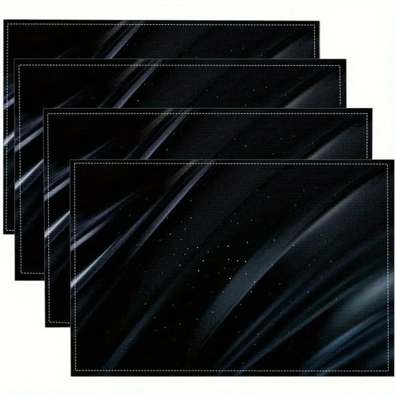 Black Placemats Set of 4 for Table,Fabric Solid Black Placemats Heat Resistant 18x12 Inch Table Mats,Rustic Linen Kitchen Dining Table Decor