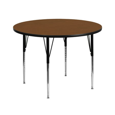 UPC: 0847254025140 | Flash Furniture 42 Round Oak HP Laminate Activity Table – Standard Height Adjustable Legs