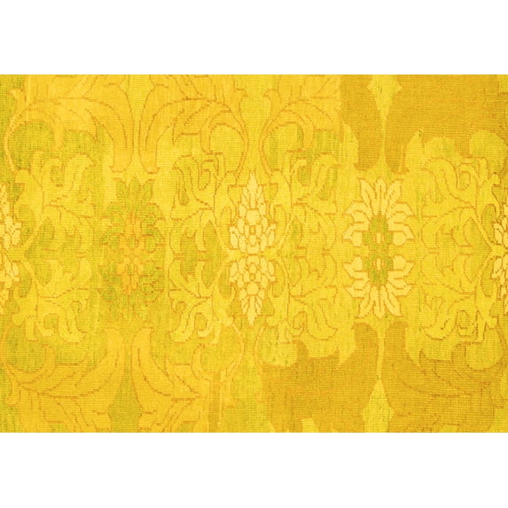 Ahgly Company Machine Washable Indoor Rectangle Abstract Yellow Modern Area Rugs, 2' x 4'