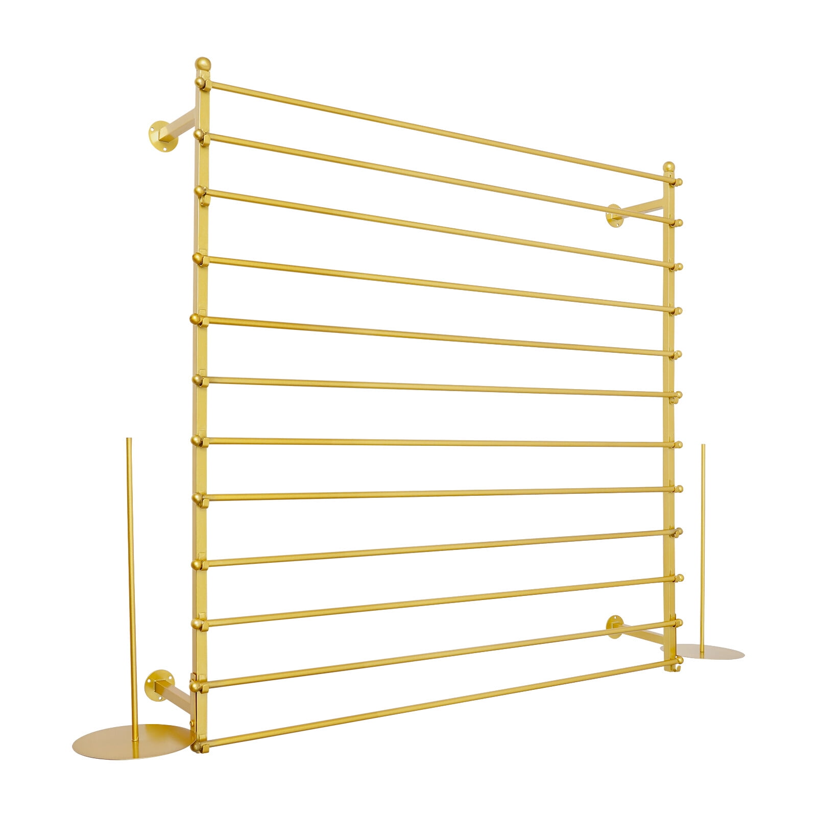 ToppiJoy 12 Rods Wall Mounted Ribbon Rack for Craft Room, Ribbon Organizer Wrapping Paper Rack for Craft Room, Cake Shop, Flower Shop Gold