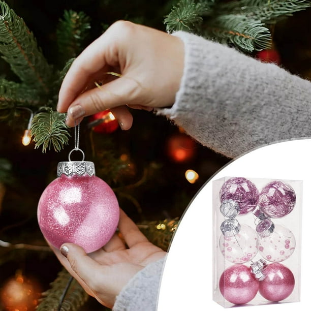 Xihbxyly 6 Bolas Navideñas Irrompibles Multicolor, Fáciles de Colgar, Material Ecológico, Decoración Navideña, para Interior y Exterior, 60 Mm, En Caja.