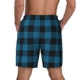 thumbnail image 4 of Balery Blue Black Plaid Mens Swim Trunks Swim Shorts for Men Quick Dry Inseam Beach Shorts with Compression Liner Pocket-Medium, 4 of 9