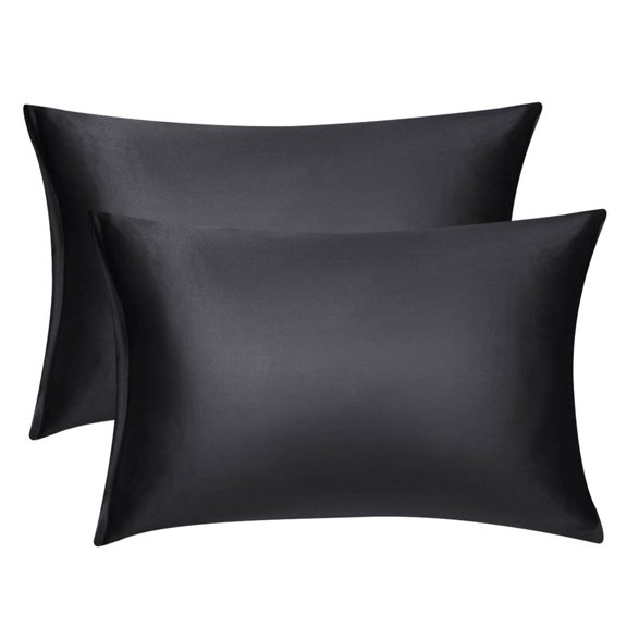 Unique Bargains Standard Size Silky Satin Zipper Pillowcases Set of 2, 21" x 27"