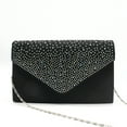 thumbnail image 1 of Qarigey Bolso tipo sobre de poliéster para mujer, cerrojo Rectangular portátil, repuesto de diamantes de imitación, Color sólido, para Bolsas de mensajero y de hombro Negro, 1 of 6
