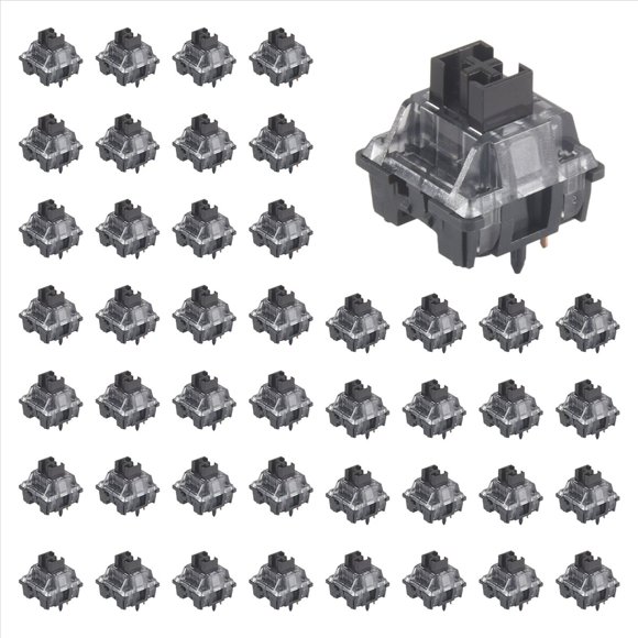 45 Interruptores V3 Pro Color Negro Crema, Interruptor Lineal de 5 Pines 55 Gf con Vástago una Prueba de Polvo, Compatible para Teclado Mecánico MX