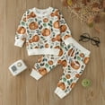thumbnail image 5 of Gerichy Toddler Baby Boy Clothes Fall Winter Outfit, Toddler Boys Girls Long Sleeve Halloween Pullover Tops T Shirt Cartoon Pumpkin Prints Pants Outfits, 5 of 9
