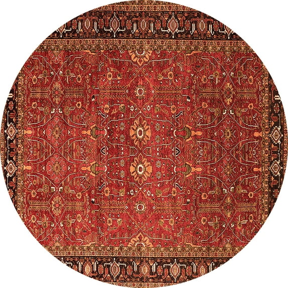 Ahgly Company Indoor Round Oriental Orange Industrial Area Rugs, 7' Round
