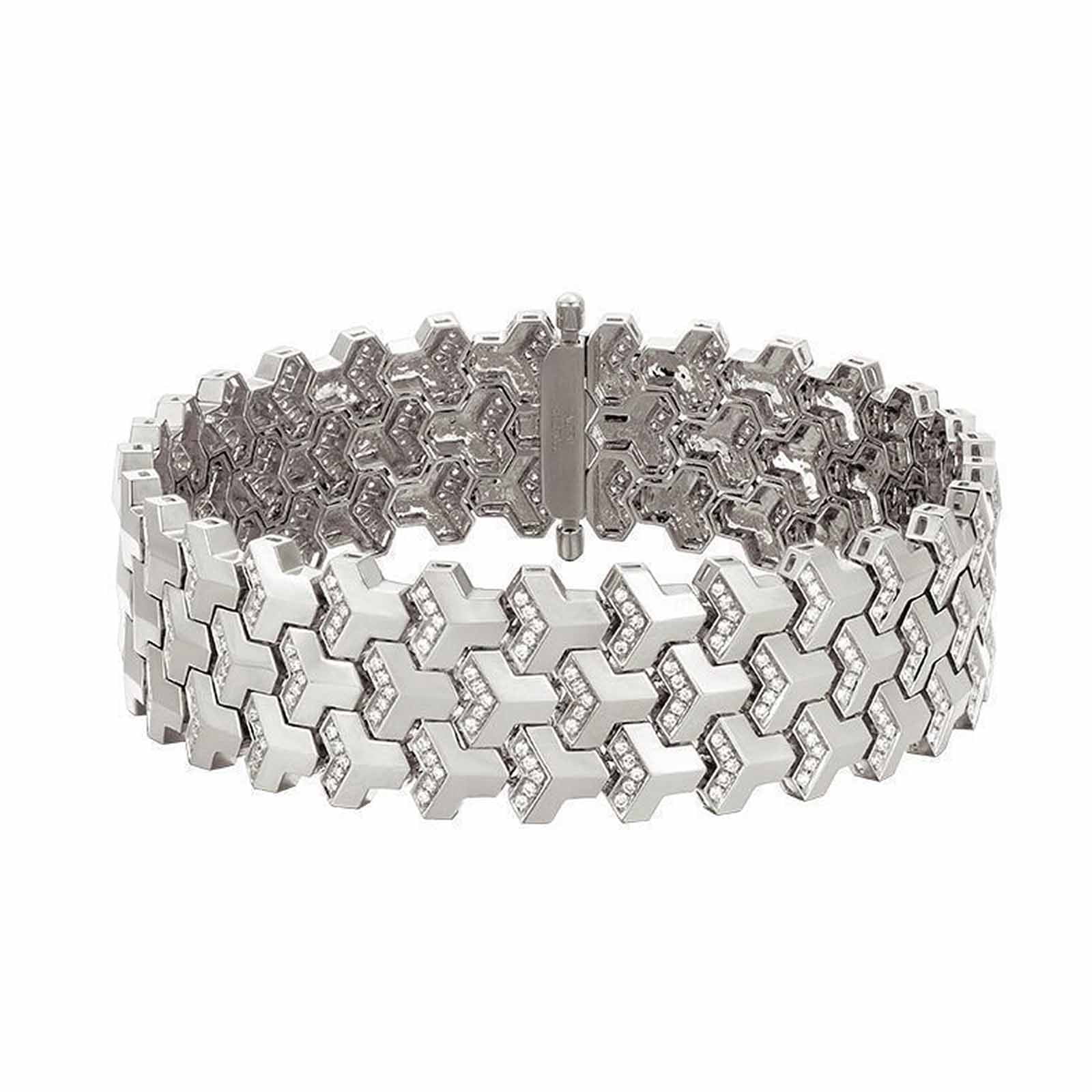Men Geometric Link Bracelet, Handmade Modern Out Jewelry Accessories for Men Silver 6.5 inches