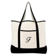 thumbnail image 2 of DALIX Monogram Bag Personalized Totes For Women Open Top Black Letter F, 2 of 8
