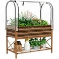 thumbnail image 2 of Outsunny Raised Garden Bed with Cover and Storage Shelf, Rectangular Metal Elevated Planter Box with Legs and Bed Liner, Dark Brown, 2 of 9