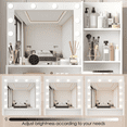 thumbnail image 5 of Hassch 35.4 Inch Makeup Vanity Desk with Lighted Mirror, Dressing Table with Cabinet, Drawer and Open Shelves for Bedroom, 3 Lighting Modes, Adjustable Brightness, White, 5 of 7