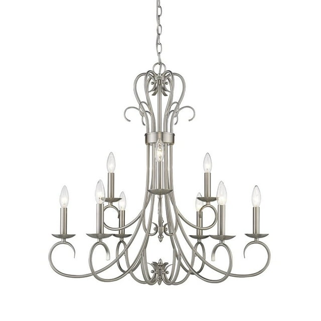 Golden Lighting Homestead 2-Tier 9 Light Metal Candelabra Chandelier in Pewter